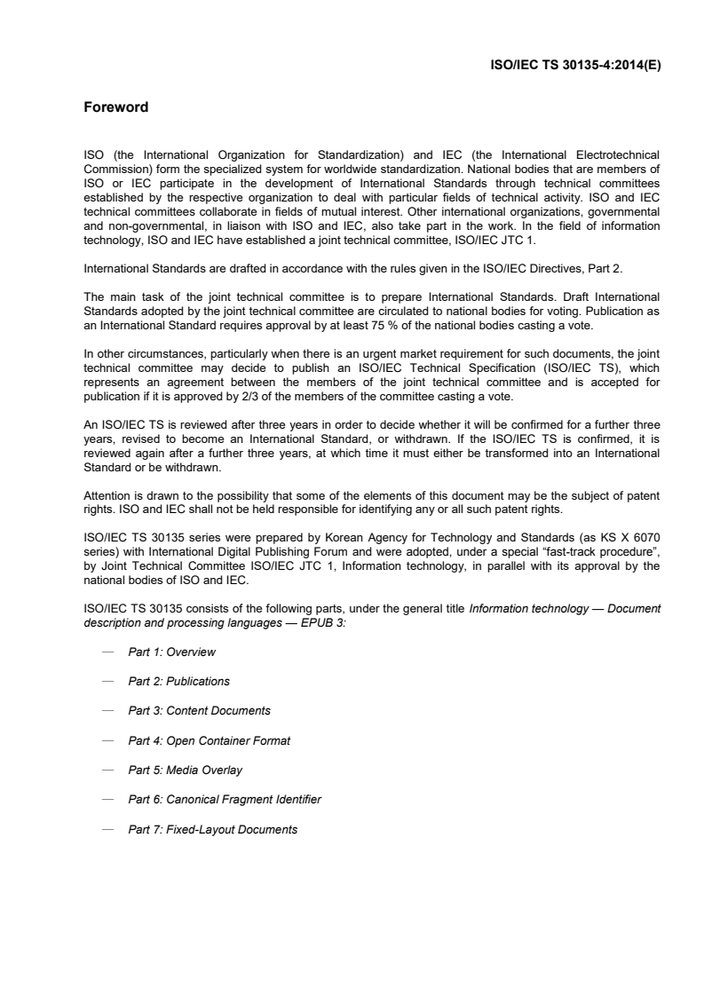 ISO/IEC TS 30135-4:2014 ISO/IEC TS 30135-4:2014 - Information technology — Digital publishing — EPUB3 — Part 4: Open Container Format/5/2014 - Page 3 preview