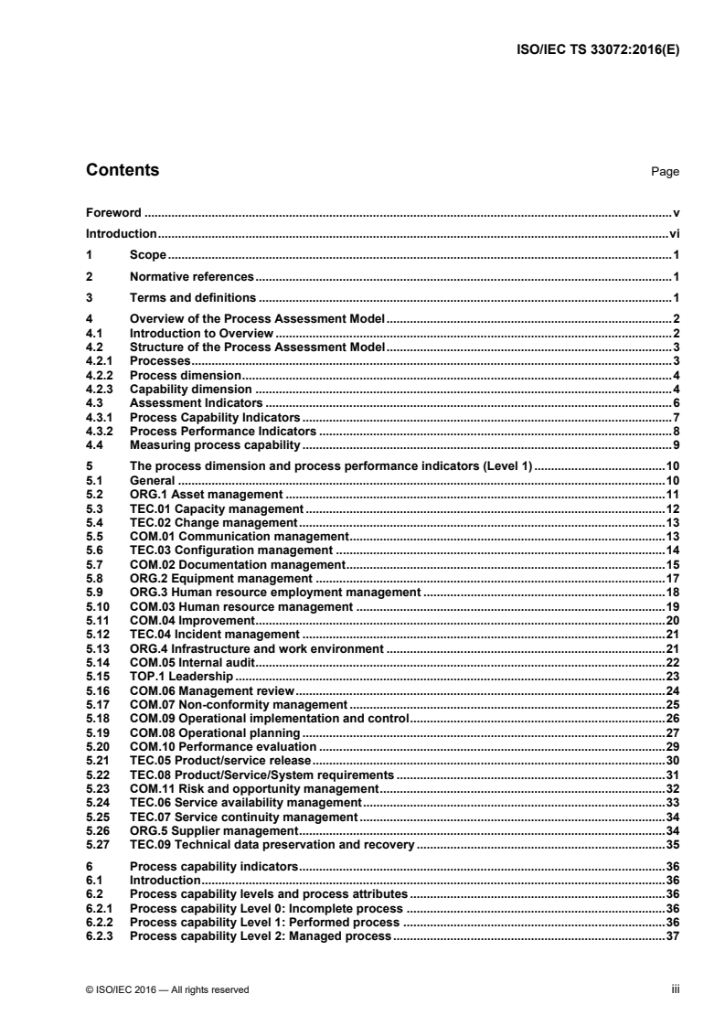 ISO/IEC TS 33072:2016 ISO/IEC TS 33072:2016 - Information technology — Process assessment — Process capability assessment model for information security management/6/2016 - Page 3 preview
