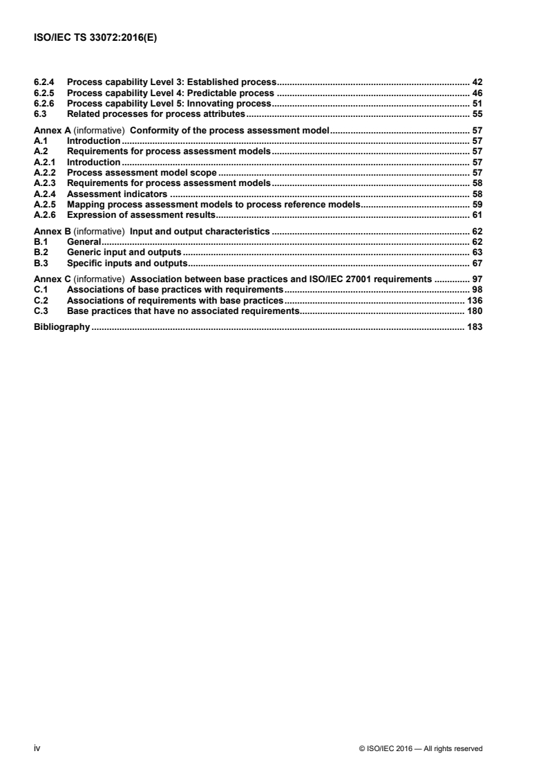 ISO/IEC TS 33072:2016 ISO/IEC TS 33072:2016 - Information technology — Process assessment — Process capability assessment model for information security management/6/2016 - Page 4 preview