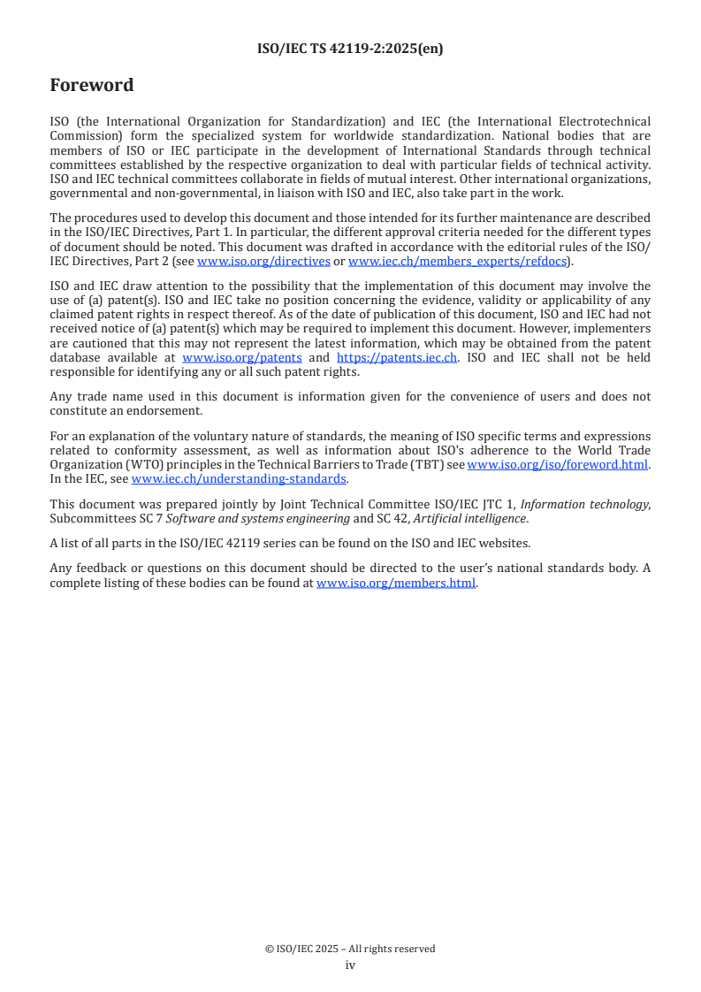 ISO/IEC TS 42119-2:2025 ISO/IEC TS 42119-2:2025 - Artificial intelligence — Testing of AI — Part 2: Overview of testing AI systems
Released:3. 11. 2025 - Page 4 preview