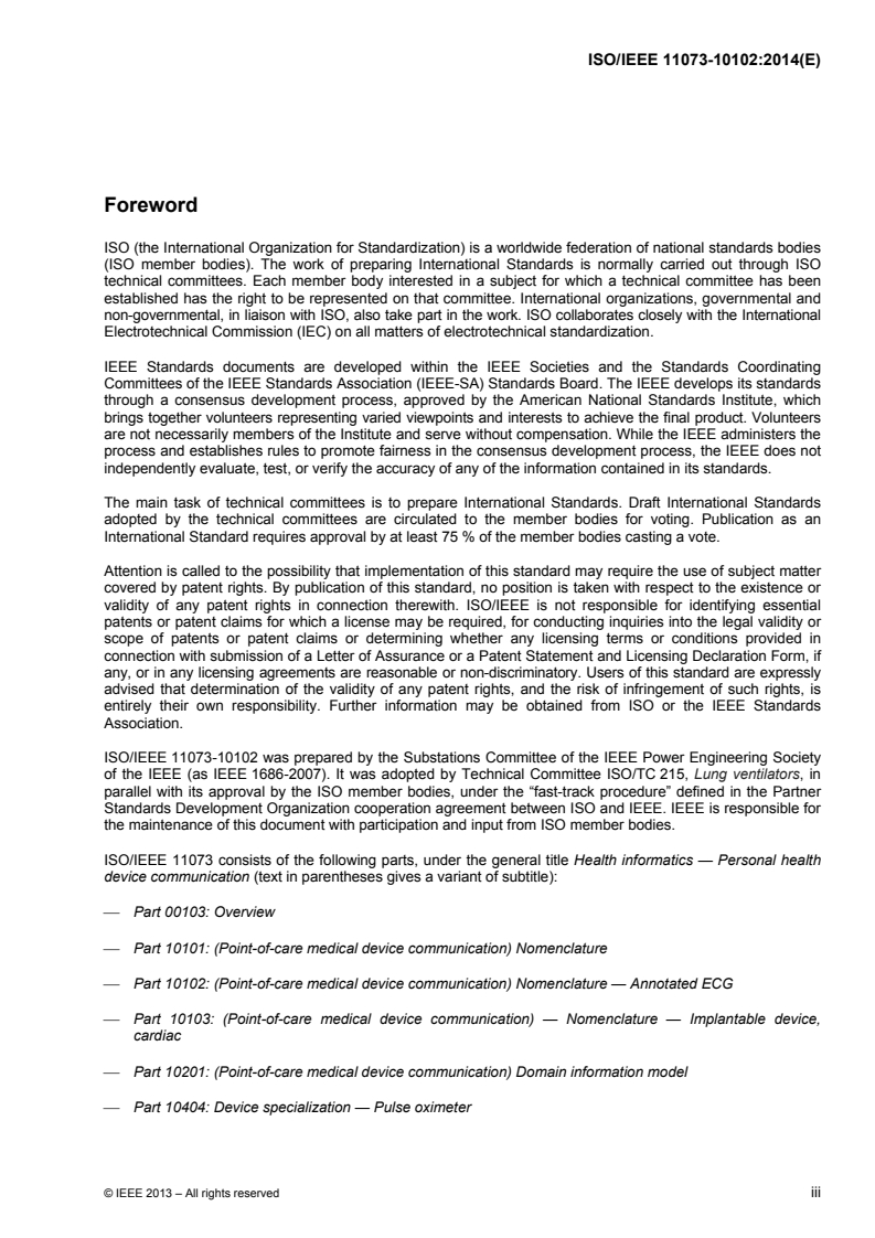 ISO/IEEE 11073-10102:2014 ISO/IEEE 11073-10102:2014 - Health informatics — Point-of-care medical device communication — Part 10102: Nomenclature — Annotated ECG/13/2014 - Page 3 preview
