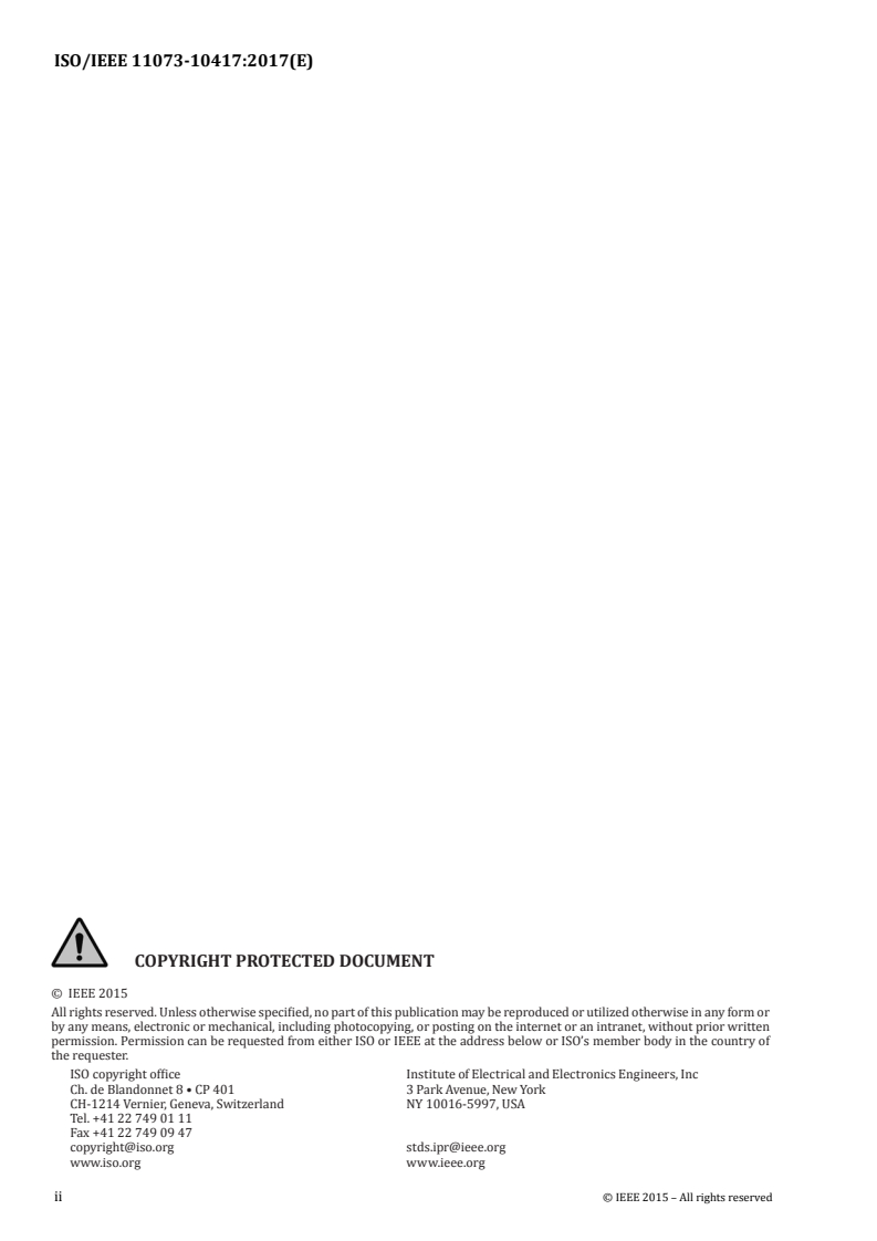 ISO/IEEE 11073-10417:2017 ISO/IEEE 11073-10417:2017 - Health informatics — Personal health device communication — Part 10417: Device specialization — Glucose meter/20/2017 - Page 2 preview