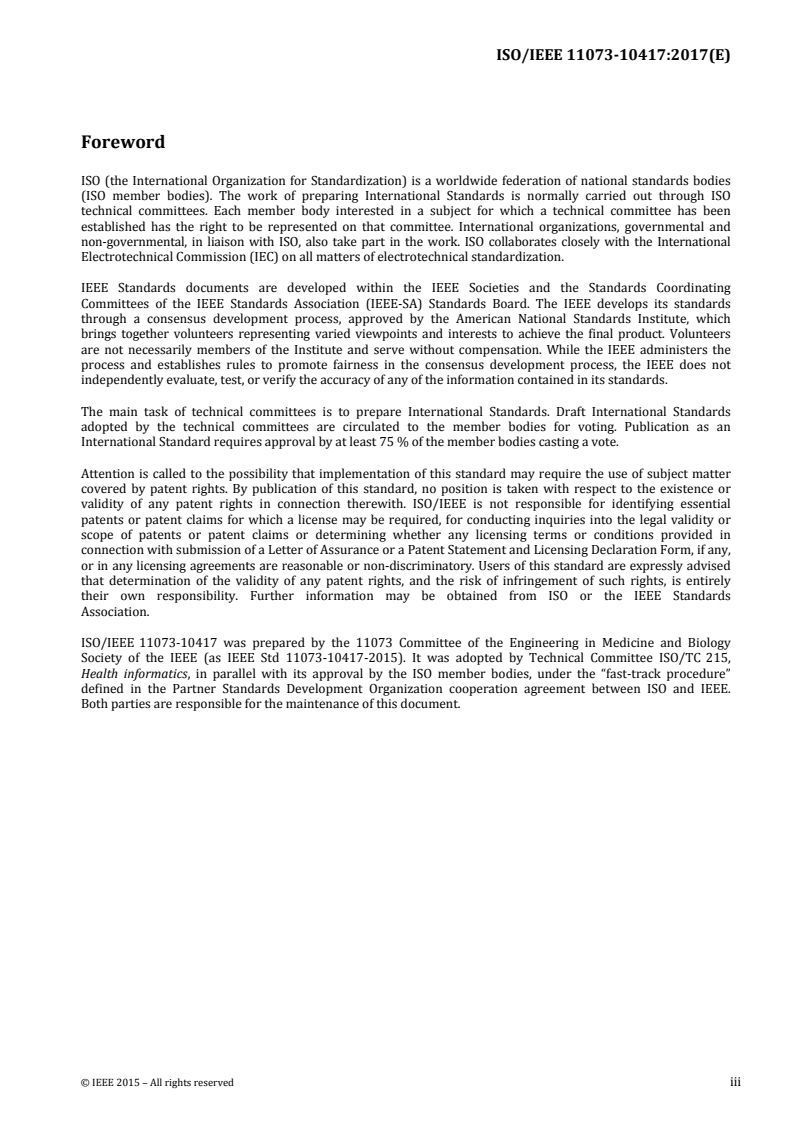 ISO/IEEE 11073-10417:2017 ISO/IEEE 11073-10417:2017 - Health informatics — Personal health device communication — Part 10417: Device specialization — Glucose meter/20/2017 - Page 3 preview