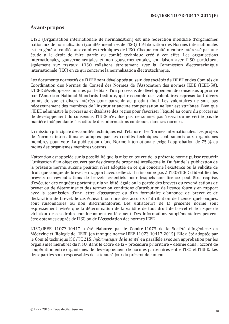 ISO/IEEE 11073-10417:2017 ISO/IEEE 11073-10417:2017 - Informatique de santé — Communication entre dispositifs médicaux sur le site des soins — Partie 10417: Spécialisation des dispositifs — Glucomètre/20/2017 - Page 3 preview
