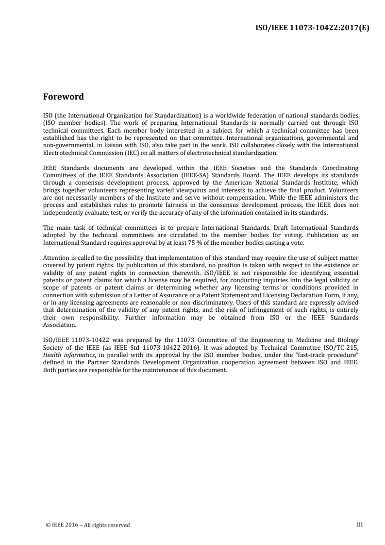 ISO/IEEE 11073-10422:2017 ISO/IEEE 11073-10422:2017 - Health informatics — Personal health device communication — Part 10422: Device specialization — Urine analyser/10/2017 - Page 3 preview