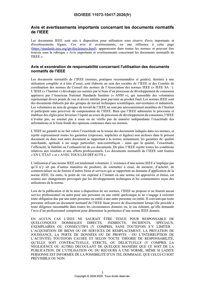 ISO/IEEE FDIS 11073-10417 ISO/IEEE FDIS 11073-10417 - Informatique de santé — Interopérabilité des dispositifs — Partie 10417: Communication entre dispositifs de santé personnels, spécialisation des dispositifs, glucomètre - Page 4 preview