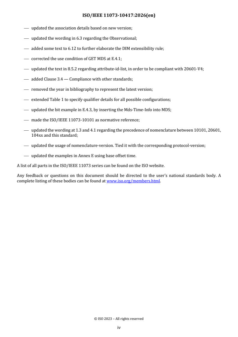 ISO/IEEE FDIS 11073-10417 ISO/IEEE FDIS 11073-10417 - Health informatics — Device interoperability — Part 10417: Personal health device communication, device specialization, glucose meter - Page 4 preview