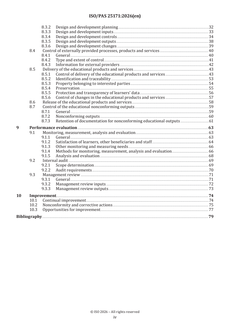 ISO/PAS 25171:2026 ISO/PAS 25171:2026 - Educational organizations — Management systems — Guidance for auditing ISO 21001 - Page 4 preview