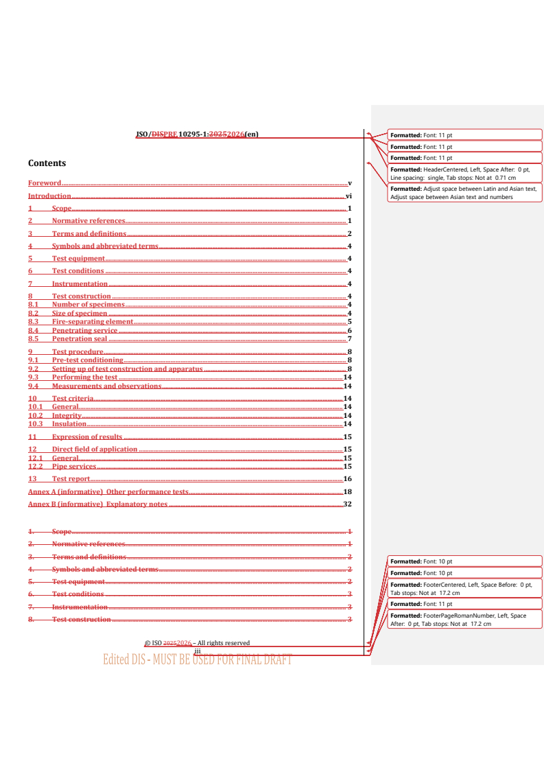 ISO/PRF 10295-1 REDLINE ISO/PRF 10295-1 - Fire tests for building elements and components — Fire testing of service installations — Part 1: Penetration seals/13/2026 - Page 4 preview