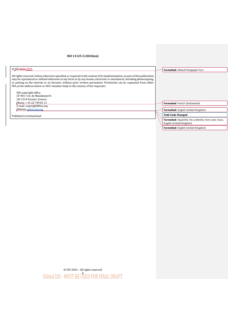 REDLINE ISO/PRF 11125-5 - Preparation of steel substrates before application of paints and related products — Test methods for metallic blast-cleaning abrasives — Part 5: Determination of percentage defective particles and of microstructure
Released:21. 05. 2025