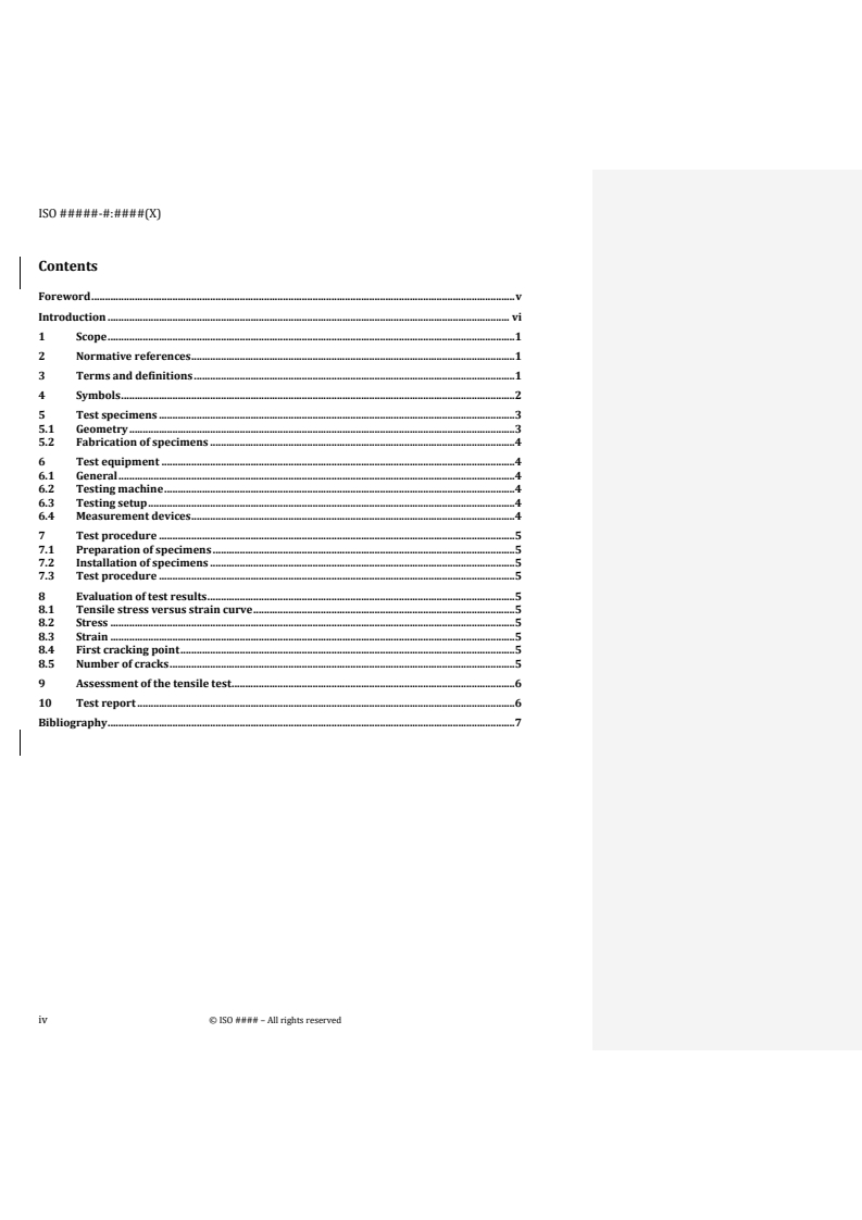 ISO 13180-1 REDLINE ISO/PRF 13180-1 - Fibre-reinforced cementitious composites (FRCCs) — Direct tensile test method — Part 1: Strain hardening FRCCs - Page 4 preview