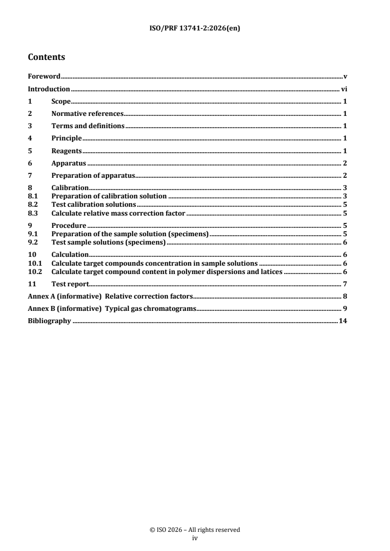 ISO 13741-2 REDLINE ISO/PRF 13741-2 - Plastics/rubber — Determination of residual monomers and other organic components by capillary-column gas chromatography — Part 2: Headspace method - Page 4 preview