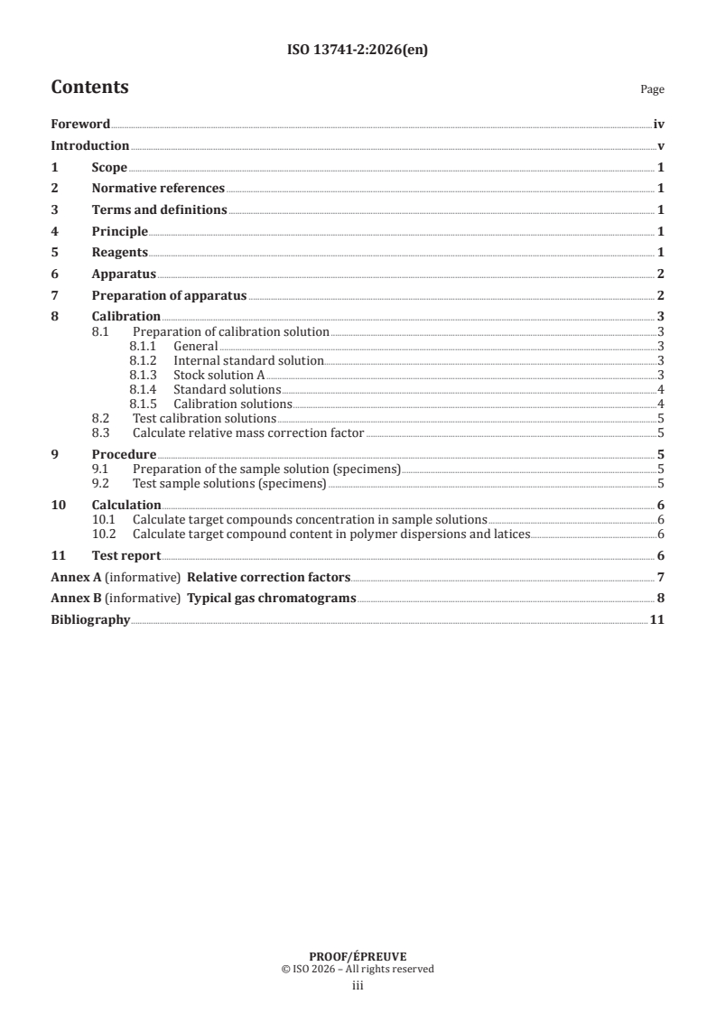 ISO 13741-2 ISO/PRF 13741-2 - Plastics/rubber — Determination of residual monomers and other organic components by capillary-column gas chromatography — Part 2: Headspace method - Page 3 preview