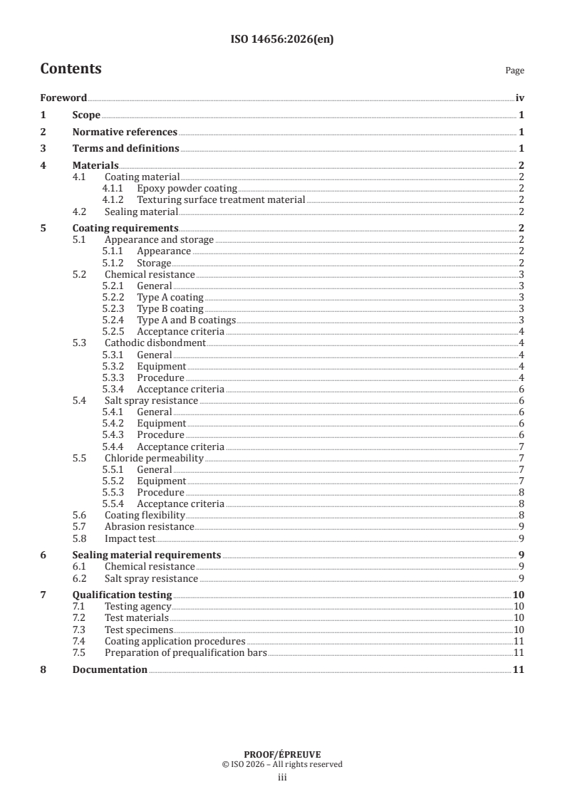 ISO/PRF 14656 ISO/PRF 14656 - Steel — Epoxy powder and sealing material for the coating of steel for the reinforcement of concrete - Page 3 preview