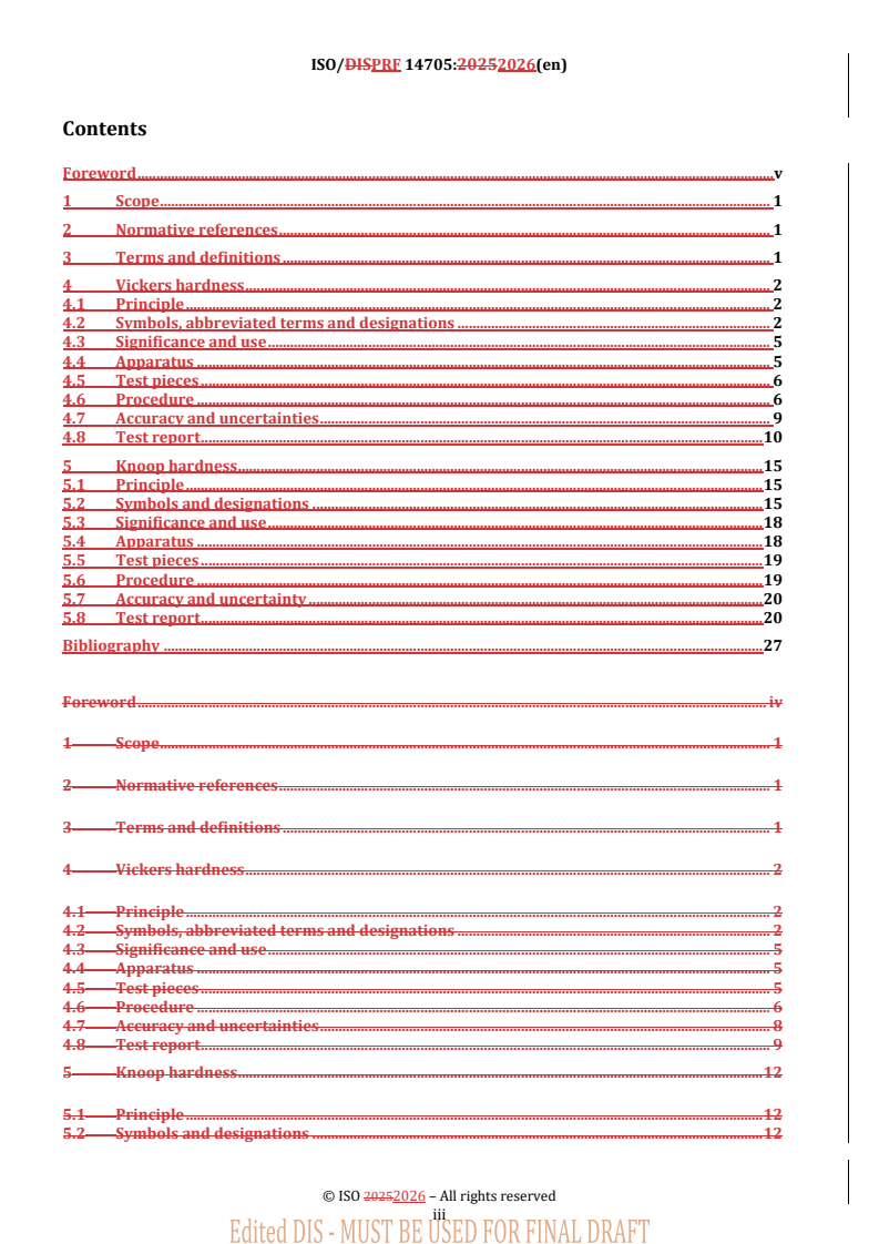ISO 14705 REDLINE ISO/PRF 14705 - Fine ceramics (advanced ceramics, advanced technical ceramics) — Test method for hardness of monolithic ceramics at room temperature - Page 3 preview