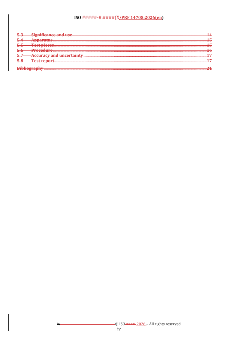 ISO 14705 REDLINE ISO/PRF 14705 - Fine ceramics (advanced ceramics, advanced technical ceramics) — Test method for hardness of monolithic ceramics at room temperature - Page 4 preview
