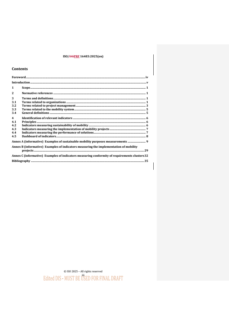 ISO 16483 REDLINE ISO/PRF 16483 - Sustainable mobility and transportation — Digital governance — Indicators
Released:11/24/2025 - Page 3 preview