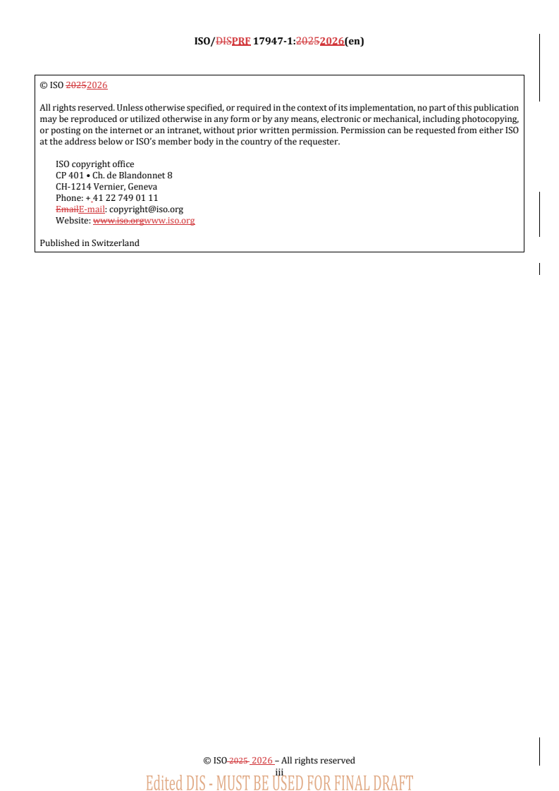 ISO 17947-1 REDLINE ISO/PRF 17947-1 - Fine ceramics (advanced ceramics, advanced technical ceramics) — Methods for chemical analysis of silicon nitride powders — Part 1: Wet chemical methods, X-ray fluorescence (XRF) using the fused cast-bead method, carrier-gas hot extraction (CGHE) and combustion methods - Page 3 preview