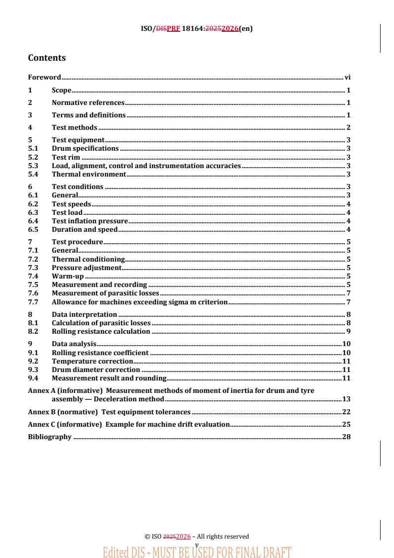 ISO/PRF 18164 REDLINE ISO/PRF 18164 - Motorcycle tyres rolling resistance measurement methods — Single point test - Page 4 preview