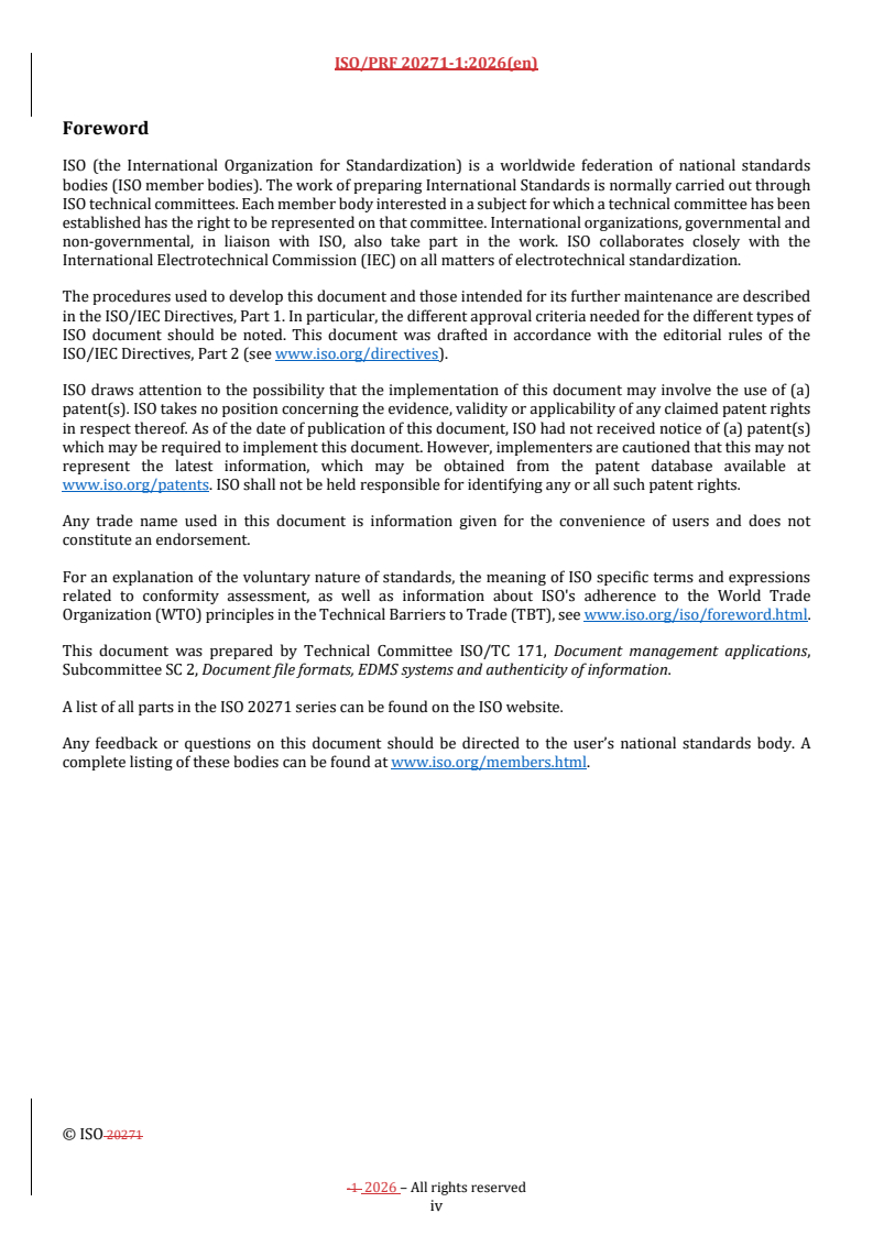 ISO 20271-1 REDLINE ISO/PRF 20271-1 - Document management — Reference model for long-term preservation of textual documents — Part 1: Overview - Page 4 preview