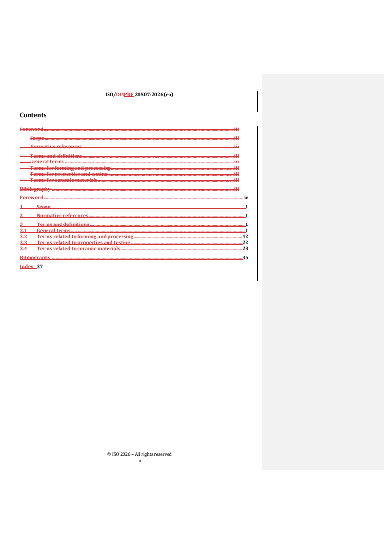 ISO 20507 REDLINE ISO/PRF 20507 - Fine ceramics (advanced ceramics, advanced technical ceramics) — Vocabulary - Page 3 preview