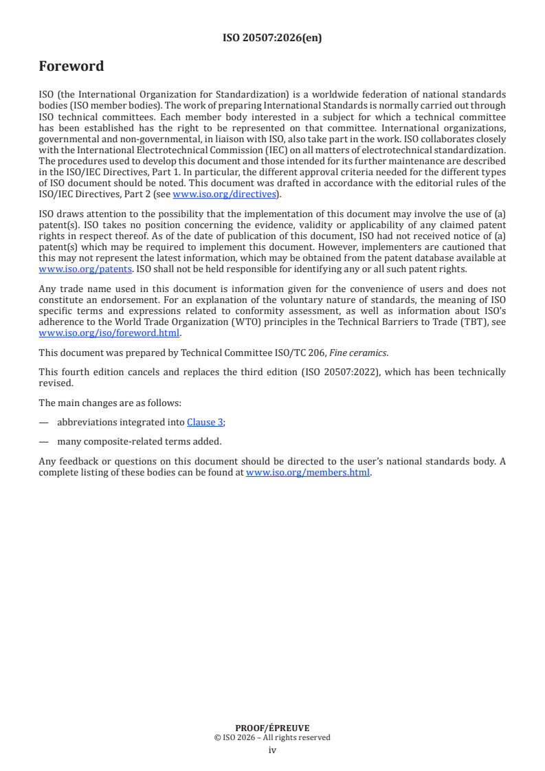 ISO 20507 ISO/PRF 20507 - Fine ceramics (advanced ceramics, advanced technical ceramics) — Vocabulary - Page 4 preview