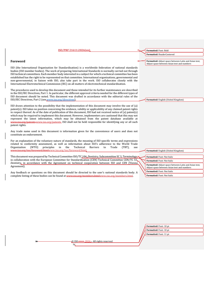 ISO/PRF 21611 REDLINE ISO/PRF 21611 - Dentistry — Vocabulary for source conclusion for human identification by dental evidence - Page 4 preview