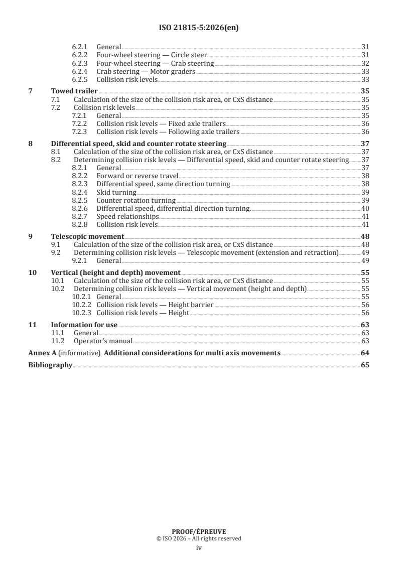 ISO/PRF 21815-5 ISO/PRF 21815-5 - Earth-moving machinery — Collision warning and avoidance — Part 5: Risk area and risk level for other forms of motion - Page 4 preview