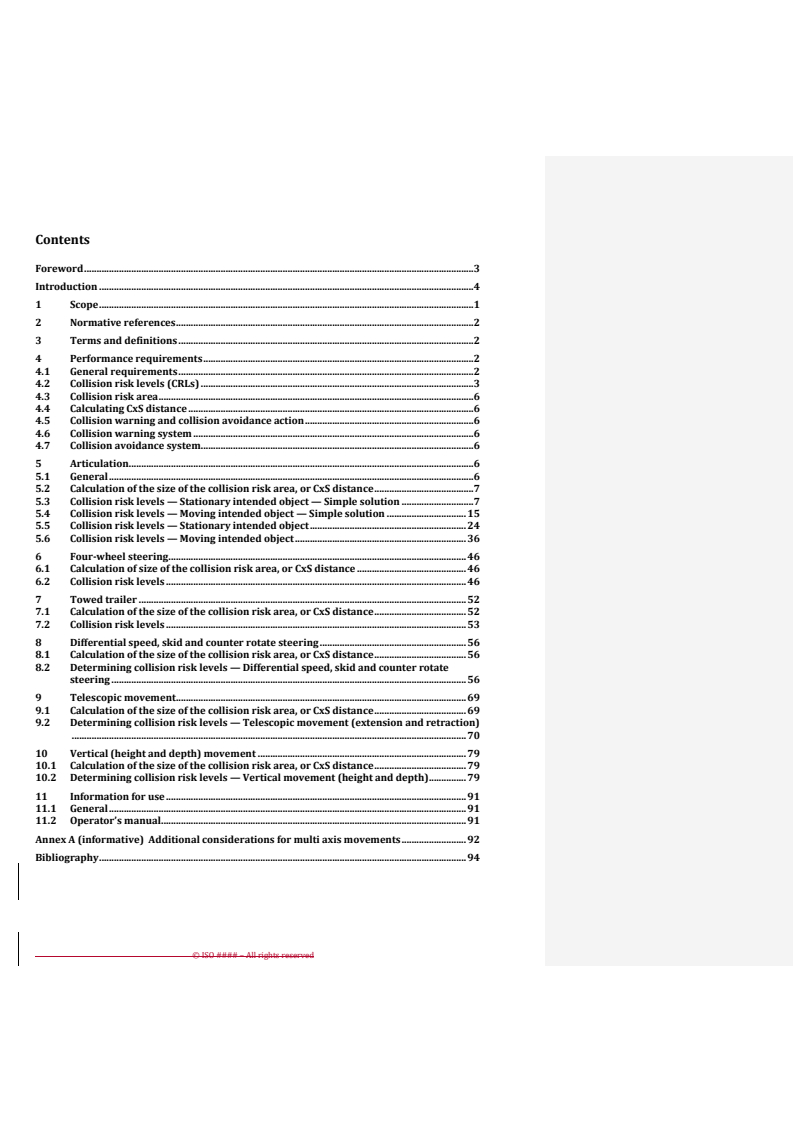 ISO/PRF 21815-5 REDLINE ISO/PRF 21815-5 - Earth-moving machinery — Collision warning and avoidance — Part 5: Risk area and risk level for other forms of motion - Page 4 preview