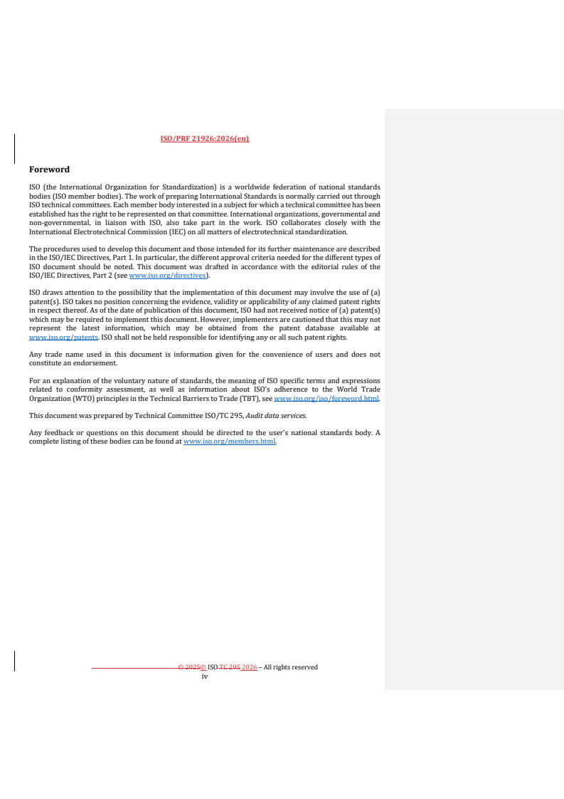 ISO 21926 REDLINE ISO/PRF 21926 - Semantic data model for audit data services - Page 4 preview