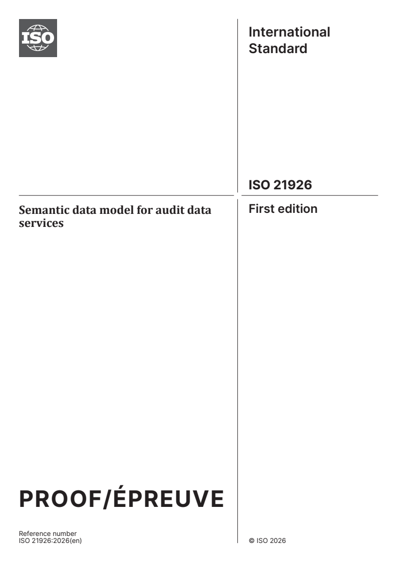 ISO 21926 ISO/PRF 21926 - Semantic data model for audit data services - Page 1 preview