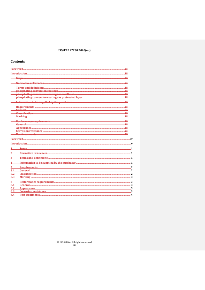 ISO/PRF 22230 REDLINE ISO/PRF 22230 - Specification for phosphate conversion coating on magnesium and its alloys - Page 3 preview