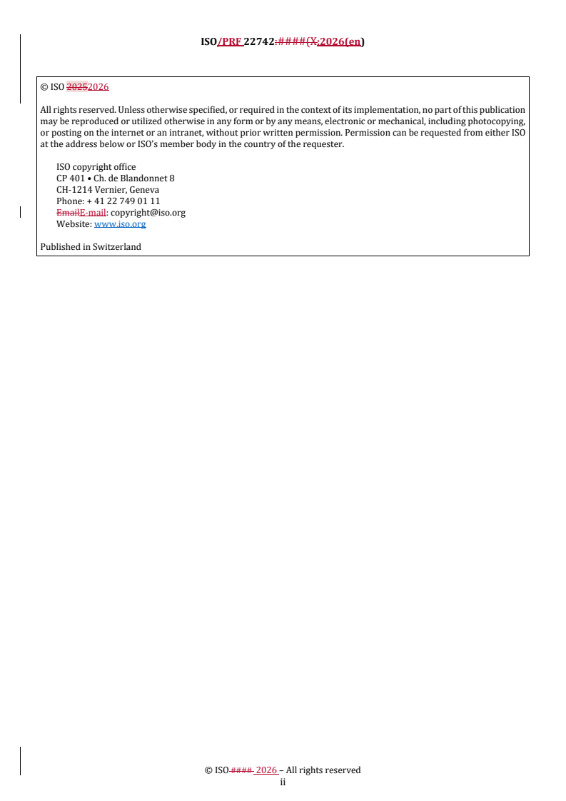 ISO 22742 REDLINE ISO/PRF 22742 - Packaging — Linear bar code and two-dimensional symbols for product packaging - Page 2 preview