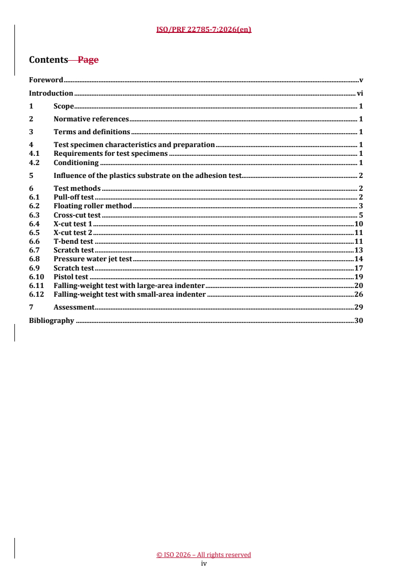 ISO/PRF 22785-7 REDLINE ISO/PRF 22785-7 - Paints and varnishes — Coatings on plastics and composites — Part 7: Adhesion - Page 4 preview