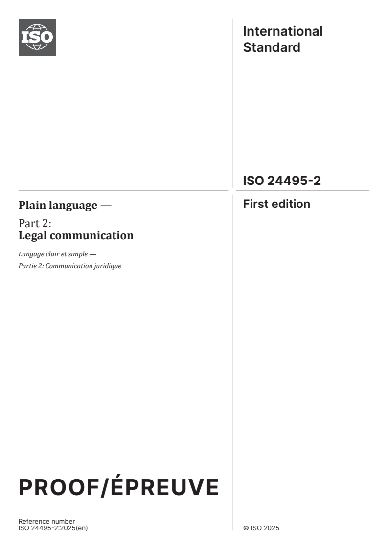 ISO/PRF 24495-2 - Plain language — Part 2: Legal communication
Released:9. 07. 2025