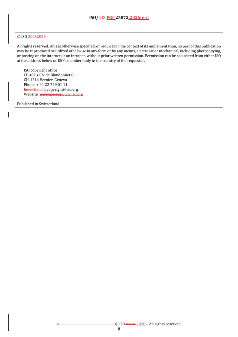 ISO/PRF 25072 REDLINE ISO/PRF 25072 - Corrosion of metals and alloys — Guidance and requirements for drawing regional corrosion maps — Detailed measurements of corrosion and interpolation method - Page 2 preview