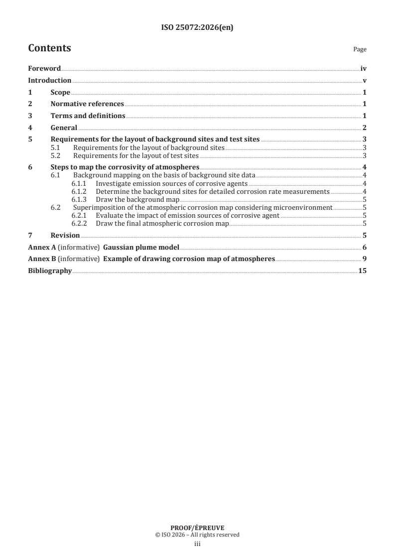 ISO/PRF 25072 ISO/PRF 25072 - Corrosion of metals and alloys — Guidance and requirements for drawing regional corrosion maps — Detailed measurements of corrosion and interpolation method - Page 3 preview