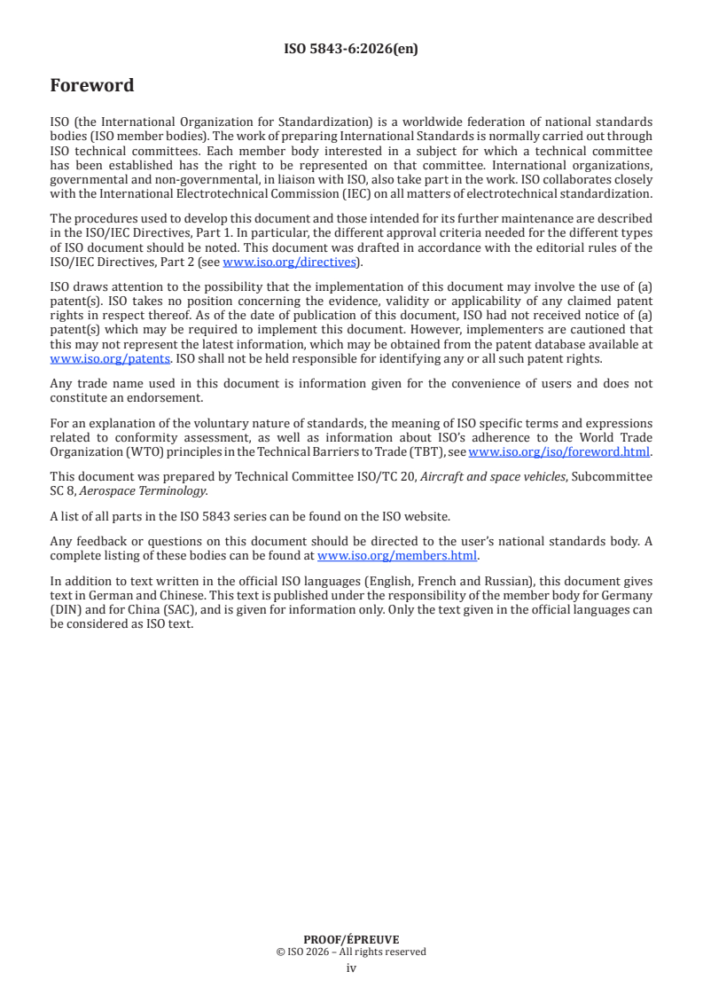ISO 5843-6 ISO/PRF 5843-6 - Aerospace — List of equivalent terms — Part 6: Standard atmosphere - Page 4 preview