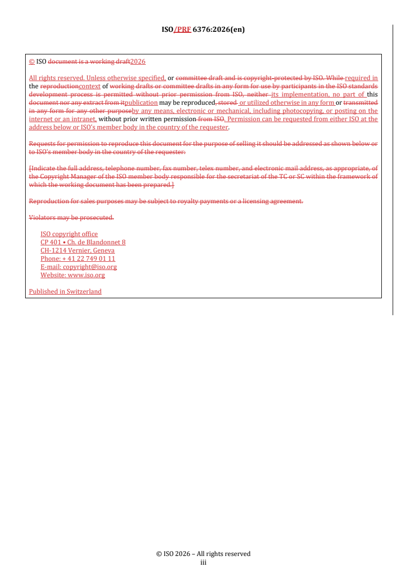 ISO/PRF 6376 REDLINE ISO/PRF 6376 - Carbonaceous materials for the production of aluminium — Pitch for electrodes — Determination of content of toluene-insoluble material - Page 3 preview