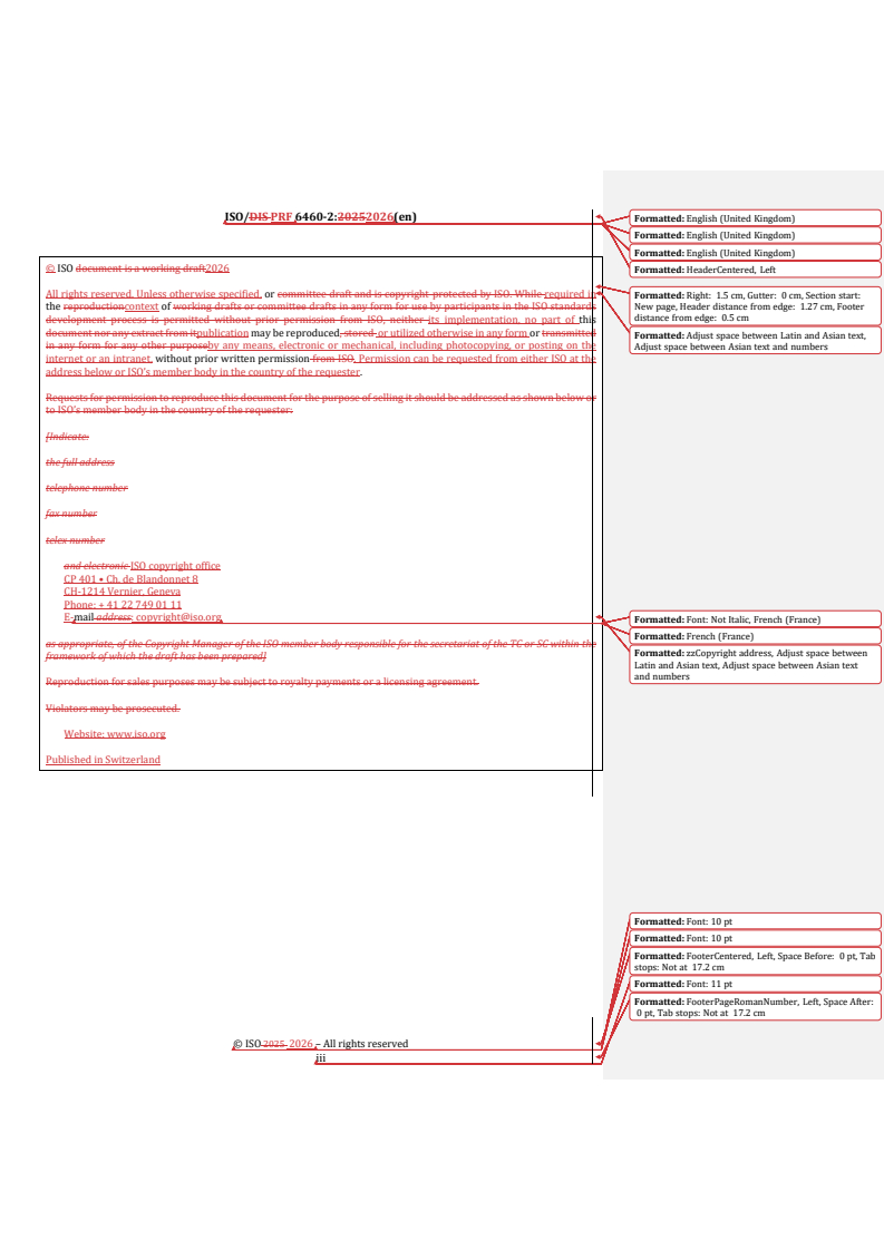 ISO 6460-2 REDLINE ISO/PRF 6460-2 - Motorcycles — Measurement method for gaseous exhaust emissions and fuel consumption — Part 2: Test cycles and specific test conditions - Page 3 preview