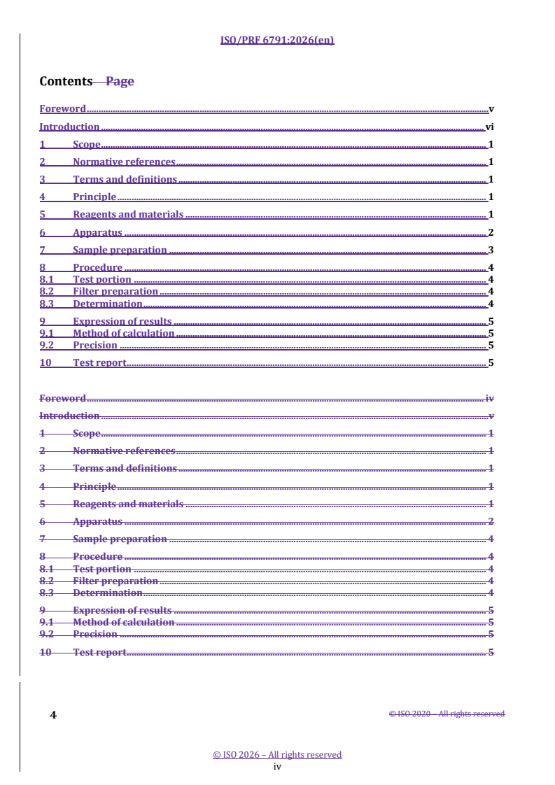ISO/PRF 6791 REDLINE ISO/PRF 6791 - Carbonaceous materials for the production of aluminium — Pitch for electrodes — Determination of contents of quinoline-insoluble material - Page 4 preview