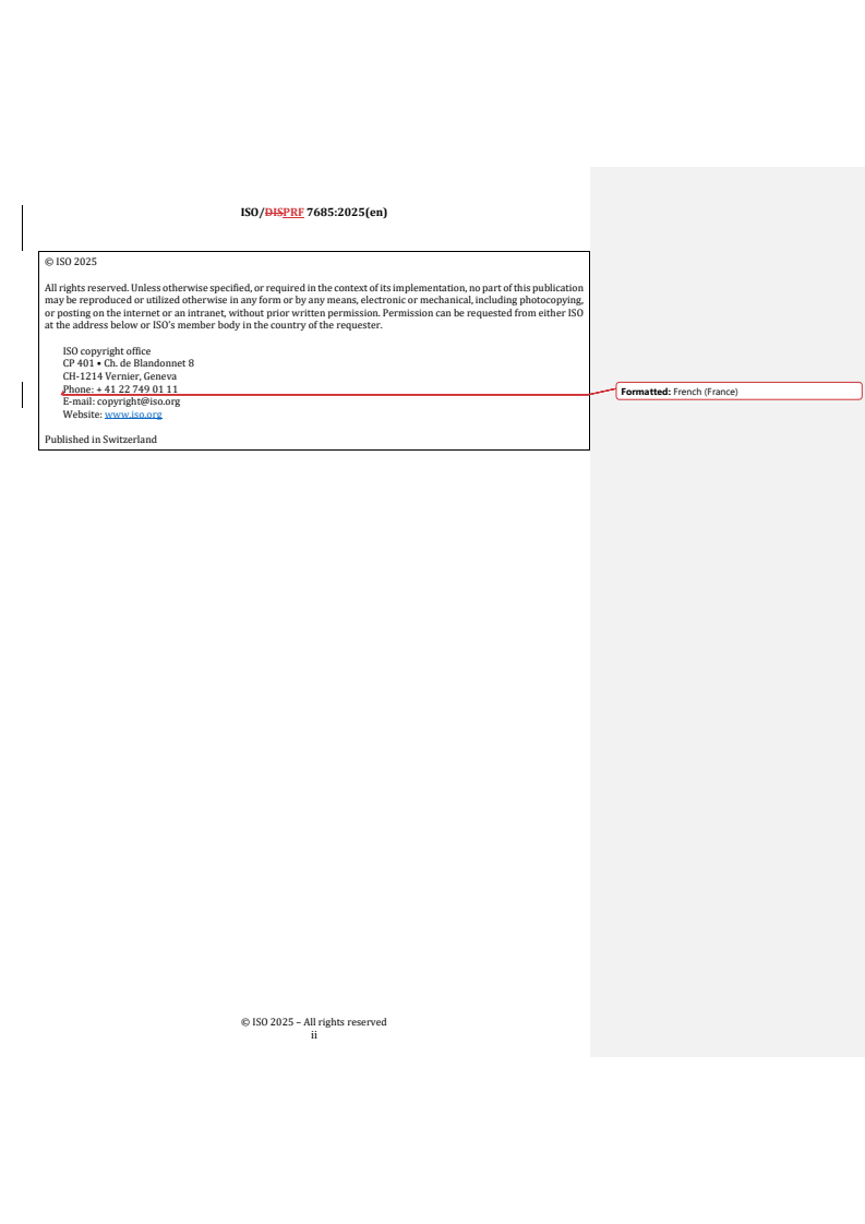 ISO 7685 REDLINE ISO/PRF 7685 - Glass-reinforced thermosetting plastics (GRP) pipes — Determination of initial ring stiffness
Released:5. 11. 2025