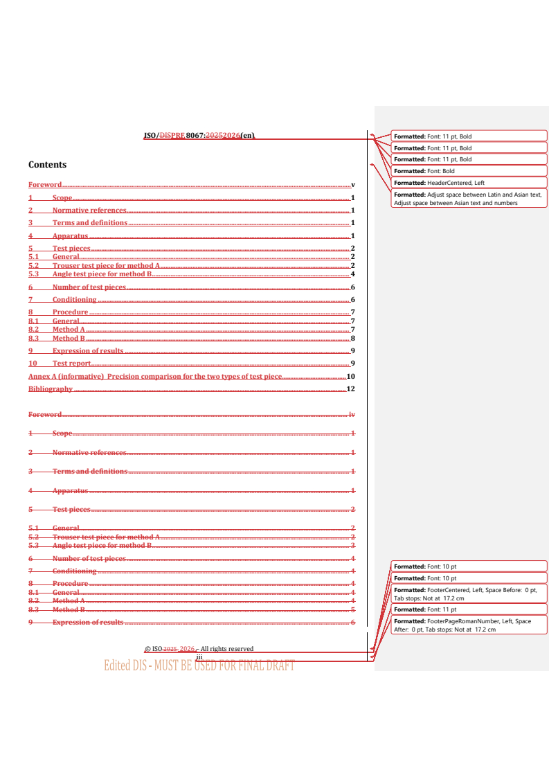 ISO 8067 REDLINE ISO/PRF 8067 - Flexible cellular polymeric materials — Determination of tear strength - Page 3 preview