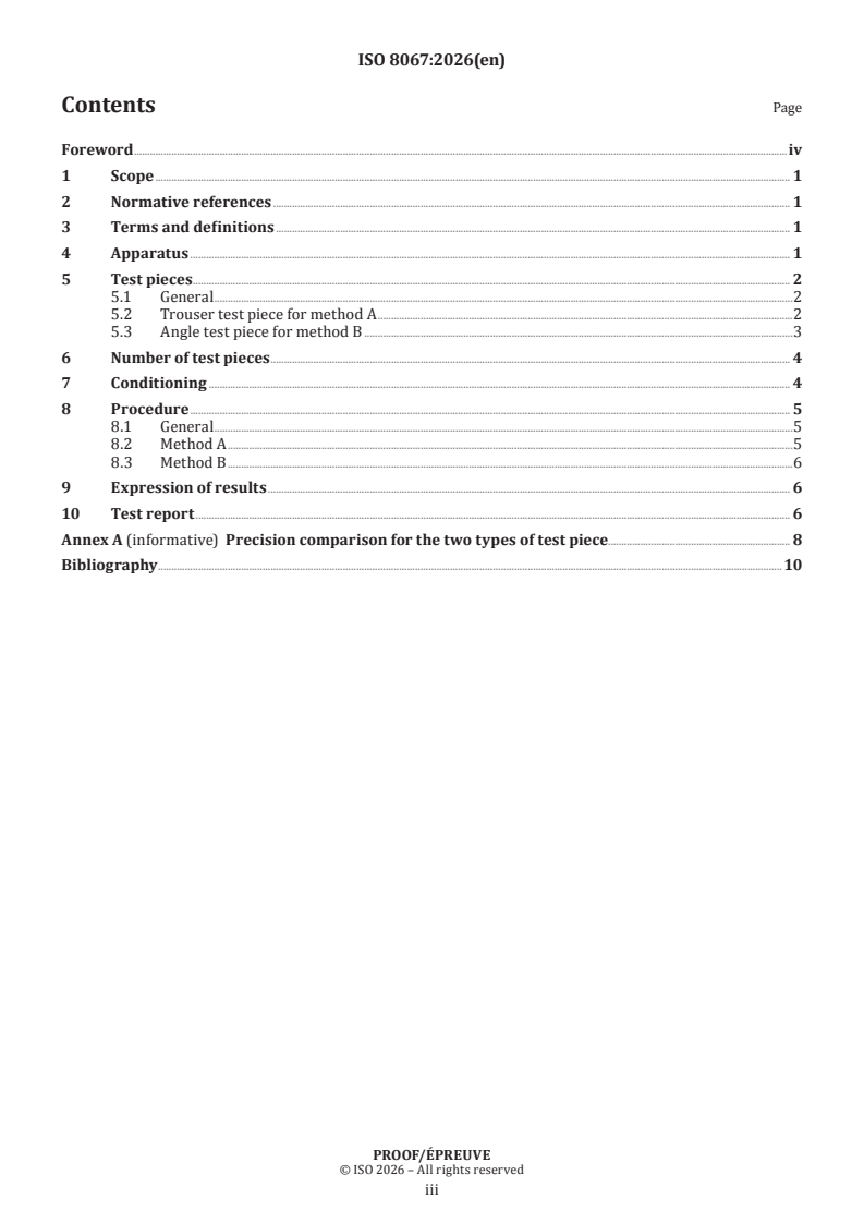 ISO 8067 ISO/PRF 8067 - Flexible cellular polymeric materials — Determination of tear strength - Page 3 preview