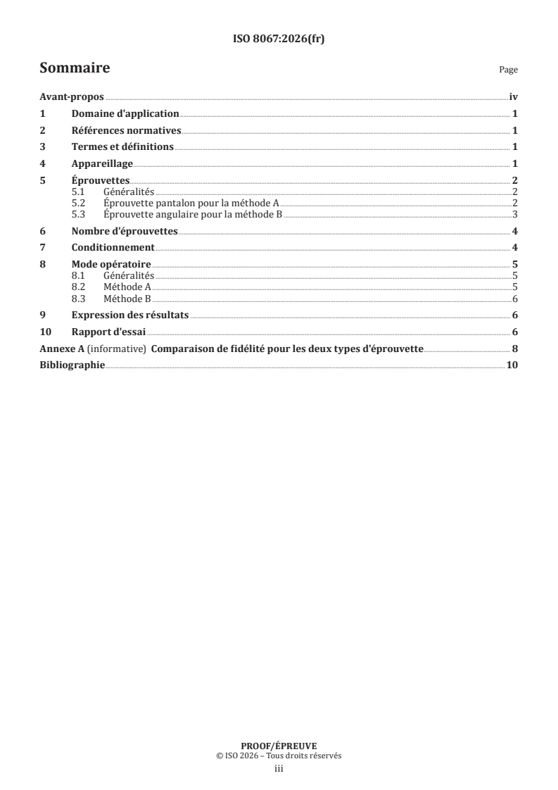ISO 8067 ISO/PRF 8067 - Matériaux polymères alvéolaires souples — Détermination de la résistance au déchirement - Page 3 preview