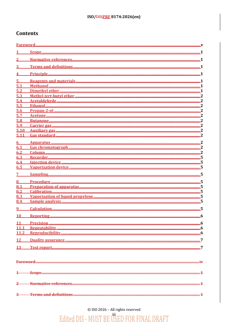 ISO 8174 REDLINE ISO/PRF 8174 - Ethylene and propylene for industrial use — Determination of trace oxygenates — Gas chromatographic method - Page 3 preview