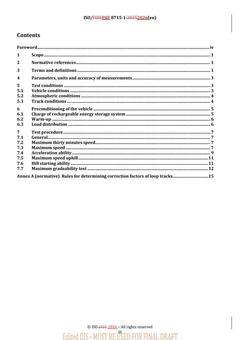 ISO/PRF 8715-1 REDLINE ISO/PRF 8715-1 - Electric road vehicles — Road operating characteristics — Part 1: Passenger cars and light duty vehicles - Page 3 preview