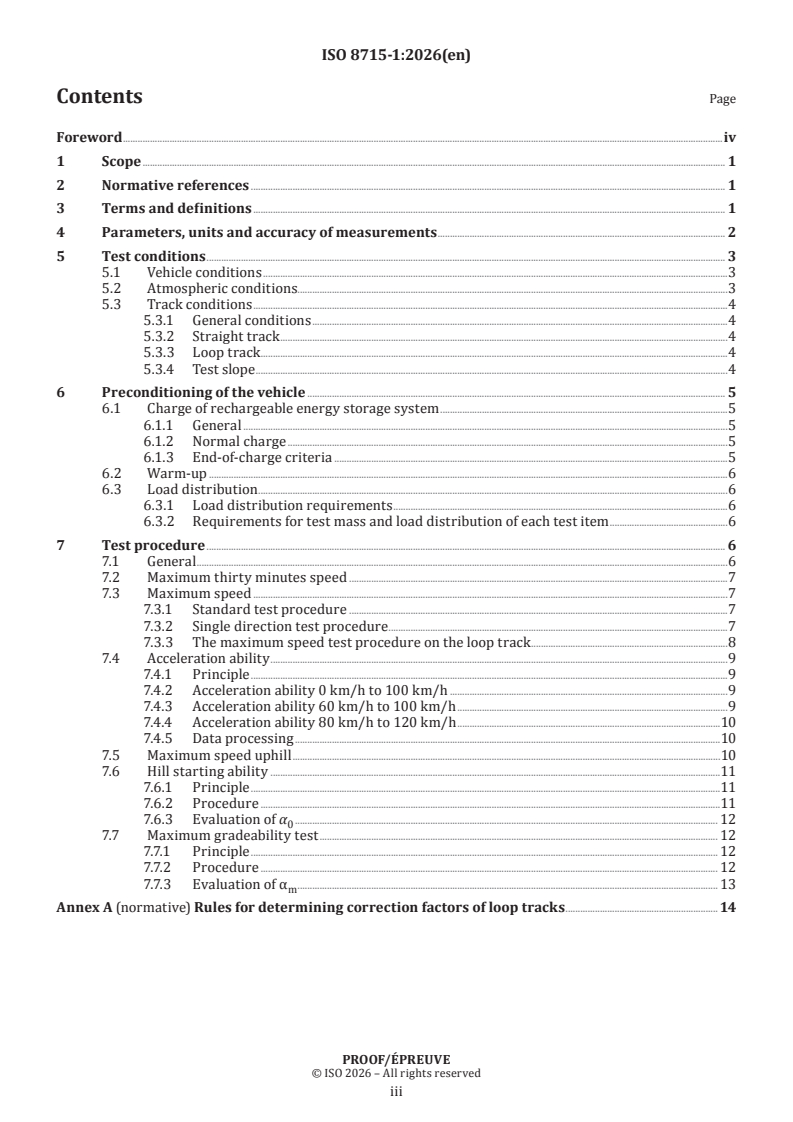 ISO/PRF 8715-1 ISO/PRF 8715-1 - Electric road vehicles — Road operating characteristics — Part 1: Passenger cars and light duty vehicles - Page 3 preview