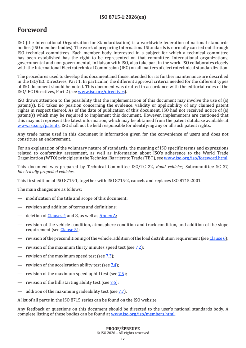 ISO/PRF 8715-1 ISO/PRF 8715-1 - Electric road vehicles — Road operating characteristics — Part 1: Passenger cars and light duty vehicles - Page 4 preview