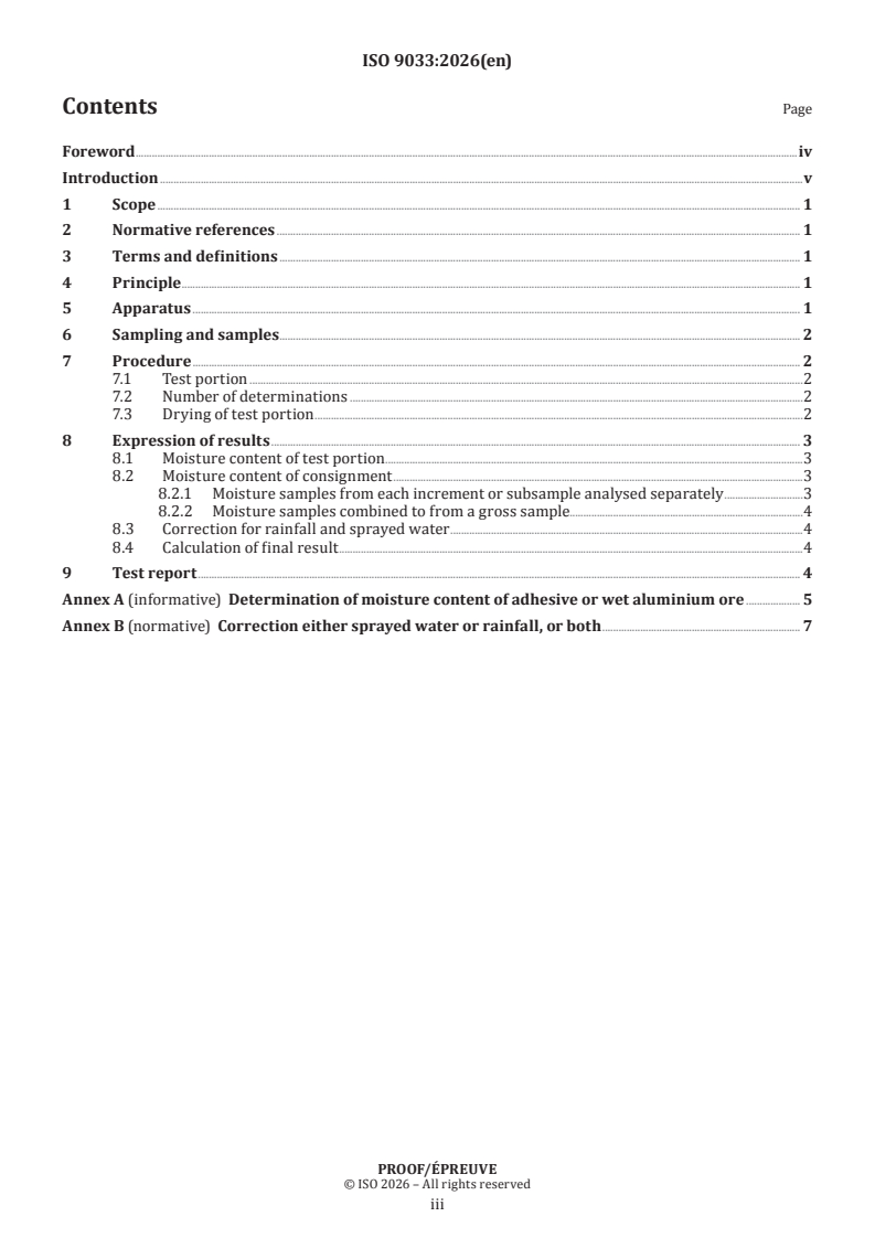 ISO/PRF 9033 ISO/PRF 9033 - Aluminium ores — Determination of the moisture content of bulk material - Page 3 preview